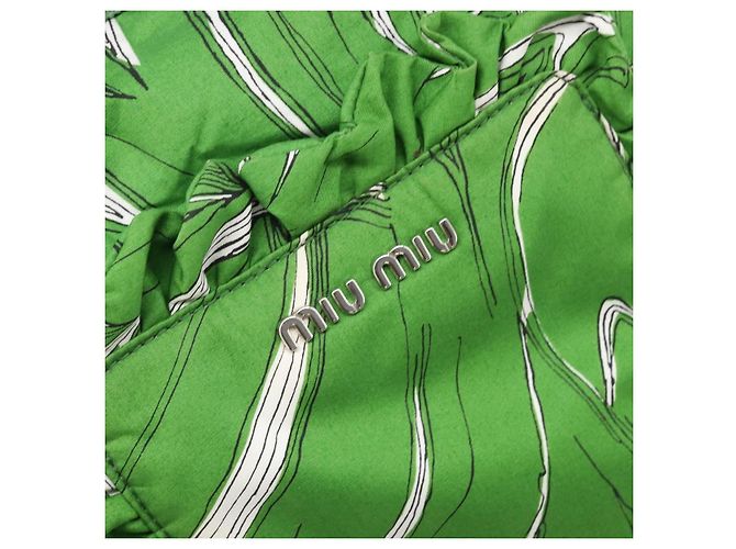 Borsa Tote Miu Miu Nylon Green Silver Auth 200289A Argento Verde - vista 17