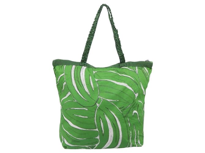 Borsa Tote Miu Miu Nylon Green Silver Auth 200289A Argento Verde - vista 2
