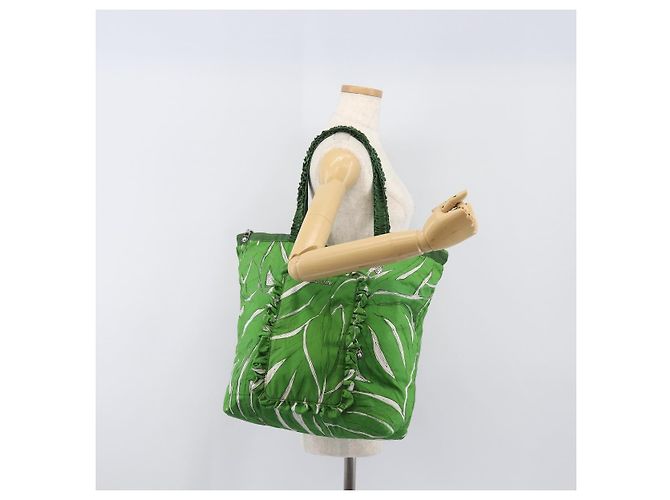 Borsa Tote Miu Miu Nylon Green Silver Auth 200289A Argento Verde - vista 22