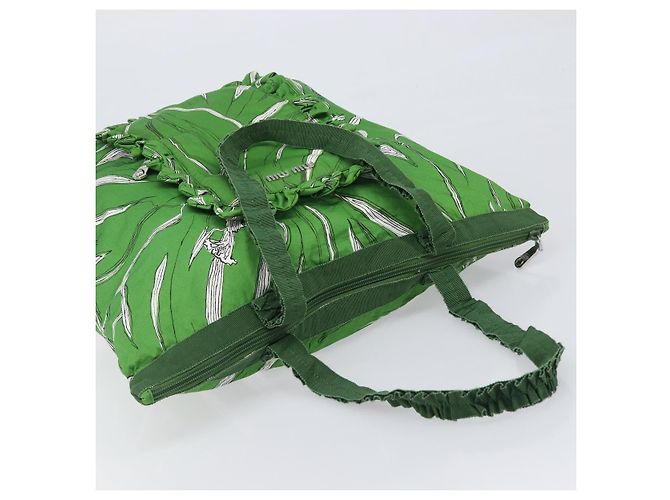 Borsa Tote Miu Miu Nylon Green Silver Auth 200289A Argento Verde - vista 6
