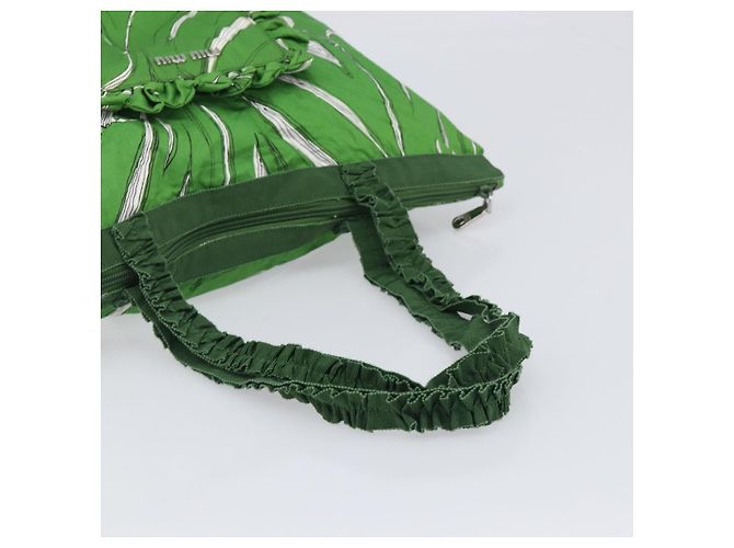 Borsa Tote Miu Miu Nylon Green Silver Auth 200289A Argento Verde - vista 7