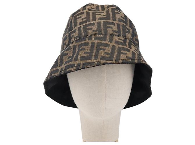 FENDI Zucca Canvas Bucket Hat Brown Black Auth 201009V Braun Schwarz - Ansicht 13