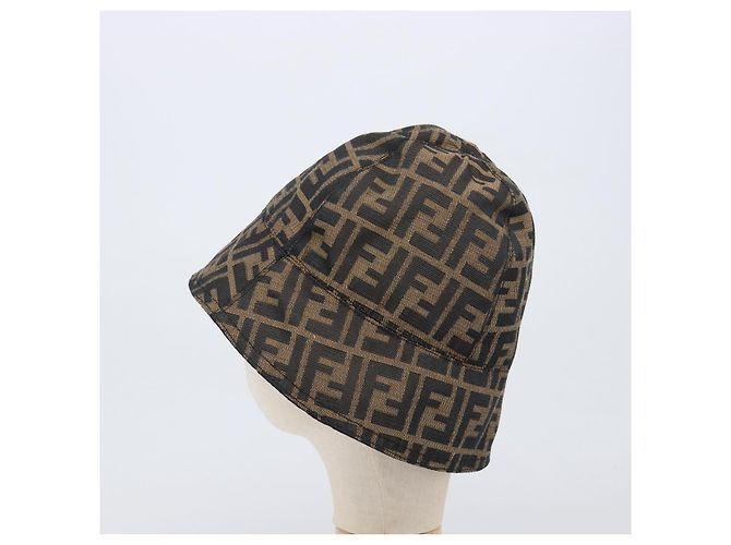 FENDI Zucca Canvas Bucket Hat Brown Black Auth 201009V Braun Schwarz - Ansicht 3
