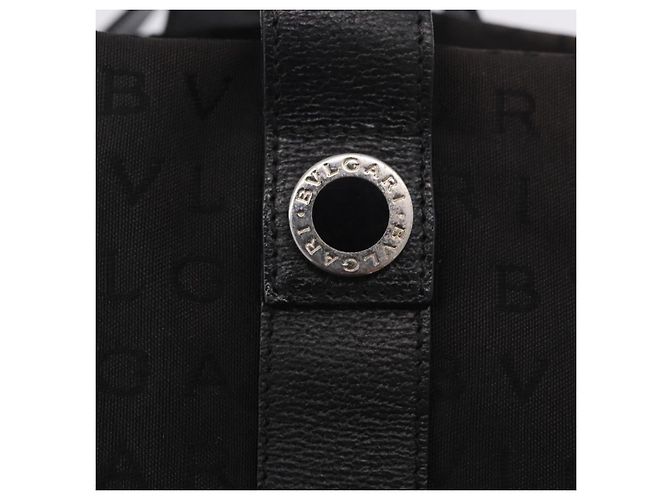 Bulgari Saco Tote BVLGARI Logo Mania Canvas Black Silver Auth 202329 Preto Prata - vista 17