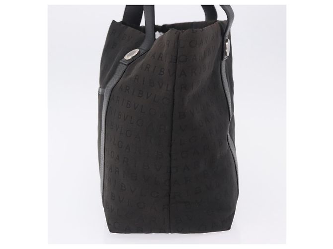 Bulgari Saco Tote BVLGARI Logo Mania Canvas Black Silver Auth 202329 Preto Prata - vista 3