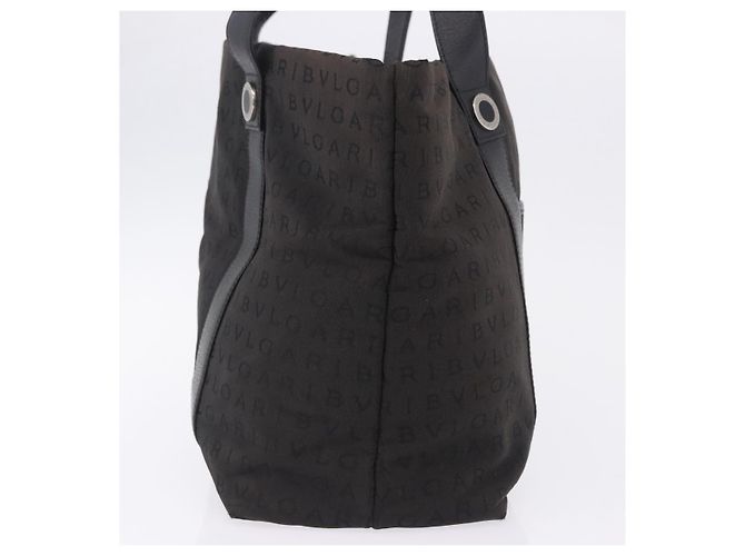 Bulgari Saco Tote BVLGARI Logo Mania Canvas Black Silver Auth 202329 Preto Prata - vista 4
