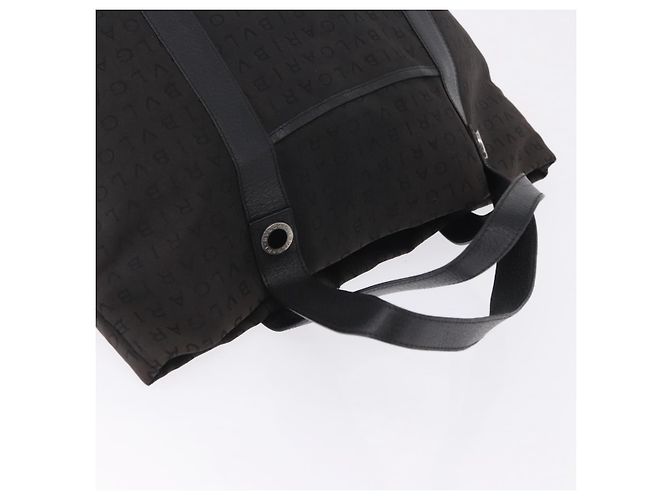 Bulgari Saco Tote BVLGARI Logo Mania Canvas Black Silver Auth 202329 Preto Prata - vista 6
