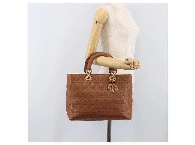 Borsa Christian Dior Canage in pelle marrone e oro autentica bs36947 D'oro - vista 23