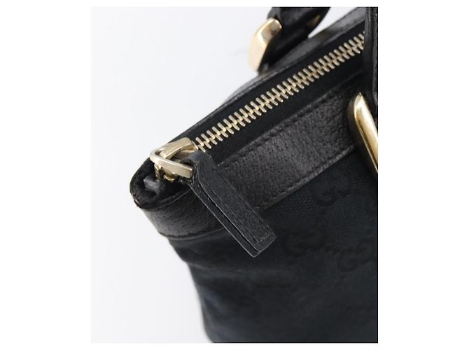 Bolso de mano GUCCI GG Canvas Negro Dorado 141471 Auth hk4126 - vista 10
