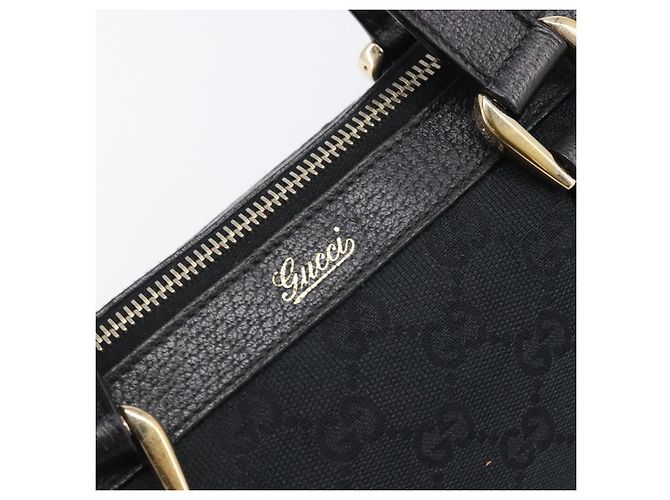 Bolso de mano GUCCI GG Canvas Negro Dorado 141471 Auth hk4126 - vista 17