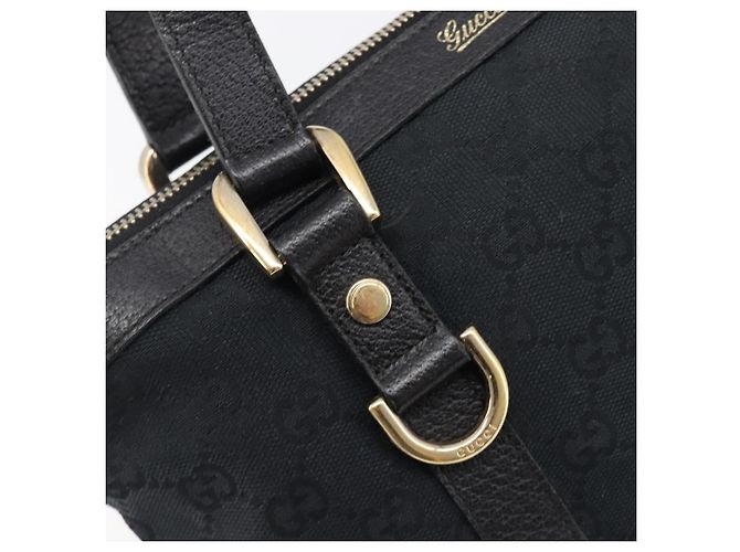 Bolso de mano GUCCI GG Canvas Negro Dorado 141471 Auth hk4126 - vista 18