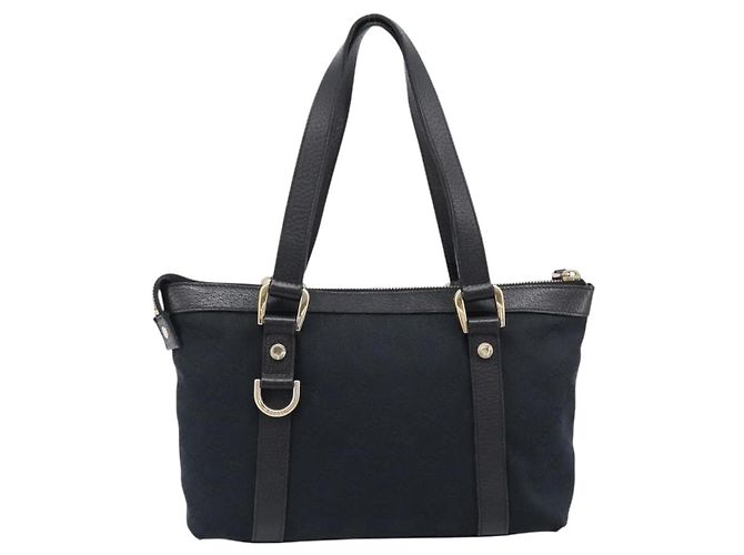 Bolso de mano GUCCI GG Canvas Negro Dorado 141471 Auth hk4126 - vista 2