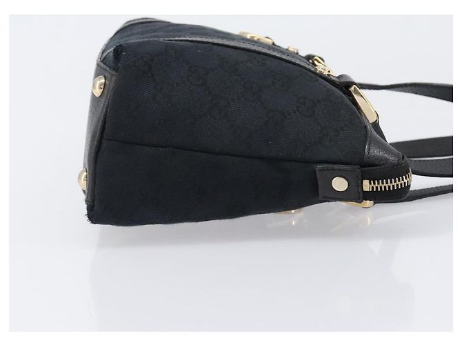 Bolso de mano GUCCI GG Canvas Negro Dorado 141471 Auth hk4126 - vista 3