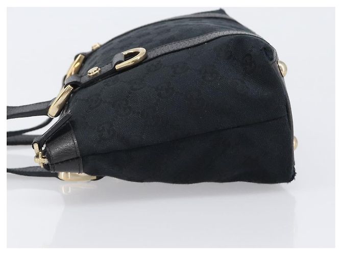 Bolso de mano GUCCI GG Canvas Negro Dorado 141471 Auth hk4126 - vista 4