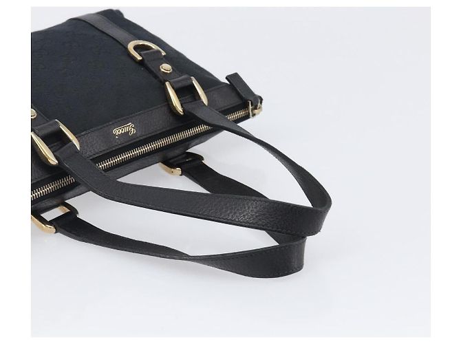Bolso de mano GUCCI GG Canvas Negro Dorado 141471 Auth hk4126 - vista 7