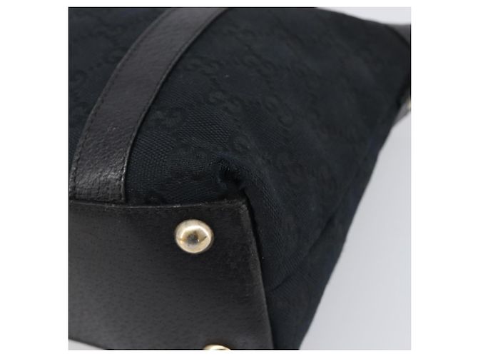 Bolso de mano GUCCI GG Canvas Negro Dorado 141471 Auth hk4126 - vista 9