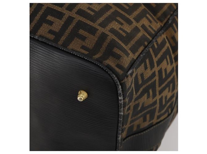 Borsa Boston FENDI Zucca Canvas 2way Nero Marrone Auth 199177 - vista 16