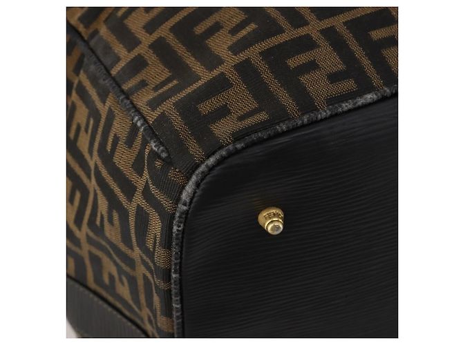 Borsa Boston FENDI Zucca Canvas 2way Nero Marrone Auth 199177 - vista 17