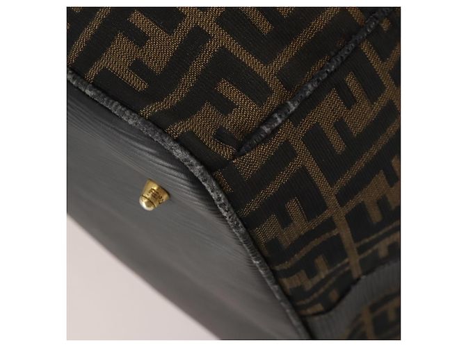 Borsa Boston FENDI Zucca Canvas 2way Nero Marrone Auth 199177 - vista 18
