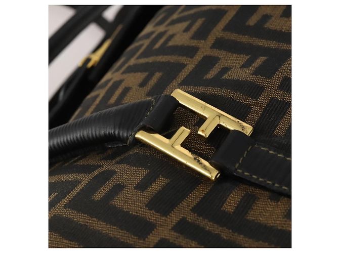 Borsa Boston FENDI Zucca Canvas 2way Nero Marrone Auth 199177 - vista 19