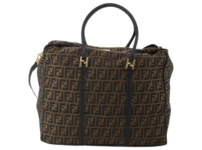Borsa Boston FENDI Zucca Canvas 2way Nero Marrone Auth 199177 - vista 2