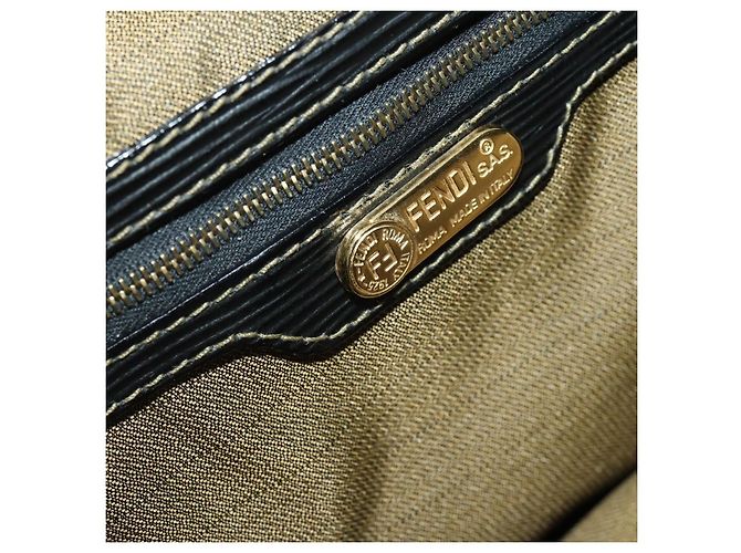 Borsa Boston FENDI Zucca Canvas 2way Nero Marrone Auth 199177 - vista 24
