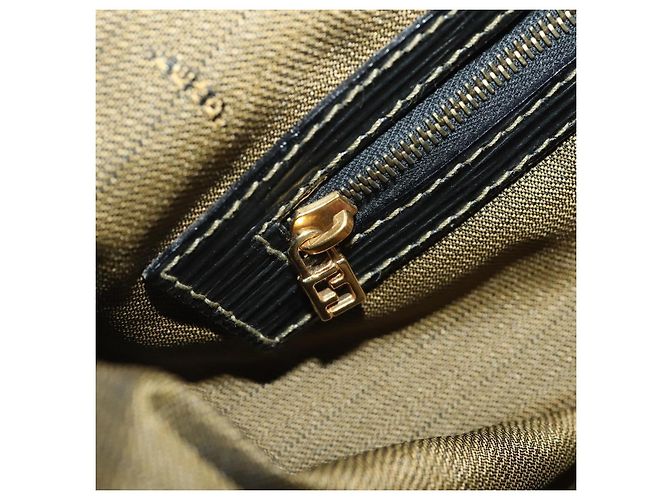 Borsa Boston FENDI Zucca Canvas 2way Nero Marrone Auth 199177 - vista 25