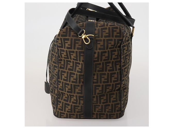 Borsa Boston FENDI Zucca Canvas 2way Nero Marrone Auth 199177 - vista 3