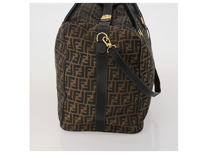 Borsa Boston FENDI Zucca Canvas 2way Nero Marrone Auth 199177 - vista 4