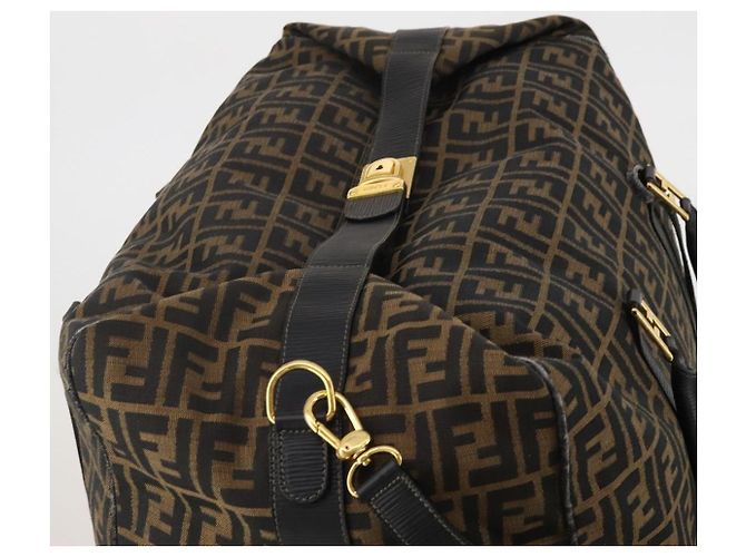 Borsa Boston FENDI Zucca Canvas 2way Nero Marrone Auth 199177 - vista 6