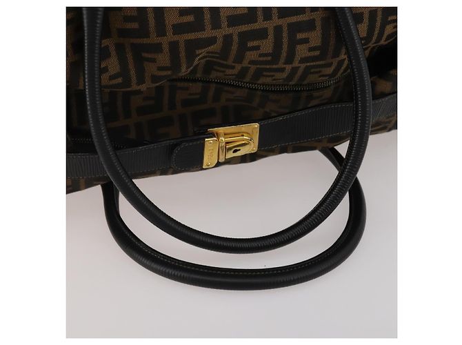 Borsa Boston FENDI Zucca Canvas 2way Nero Marrone Auth 199177 - vista 8