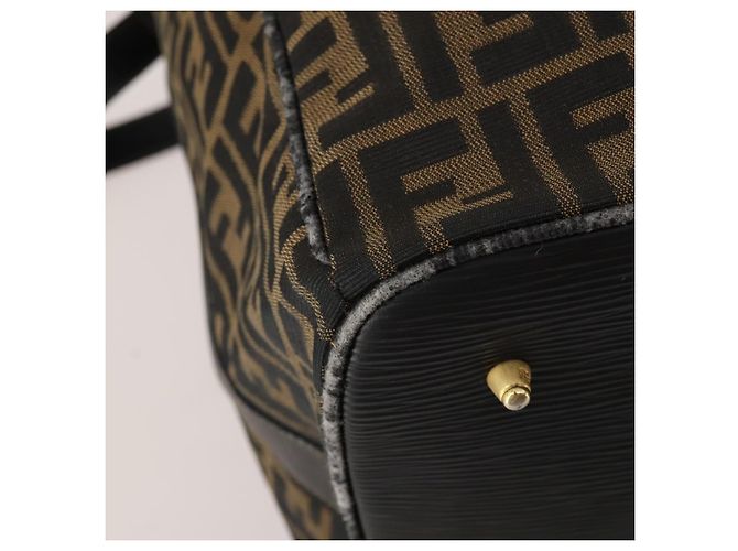 Borsa Boston FENDI Zucca Canvas 2way Nero Marrone Auth 199177 - vista 9