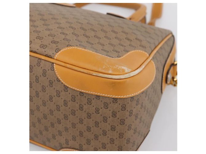 Borsa GUCCI Micro GG Supreme PVC Leather 2way Beige Gold 002 25 0033 Auth am12515A D'oro - vista 10