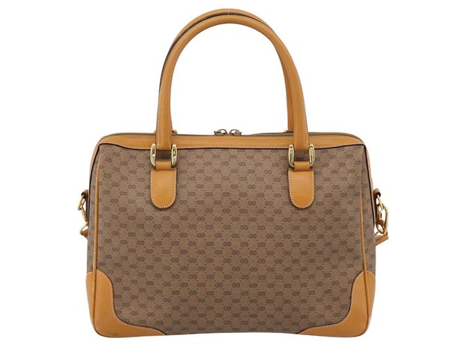 Borsa GUCCI Micro GG Supreme PVC Leather 2way Beige Gold 002 25 0033 Auth am12515A D'oro - vista 2