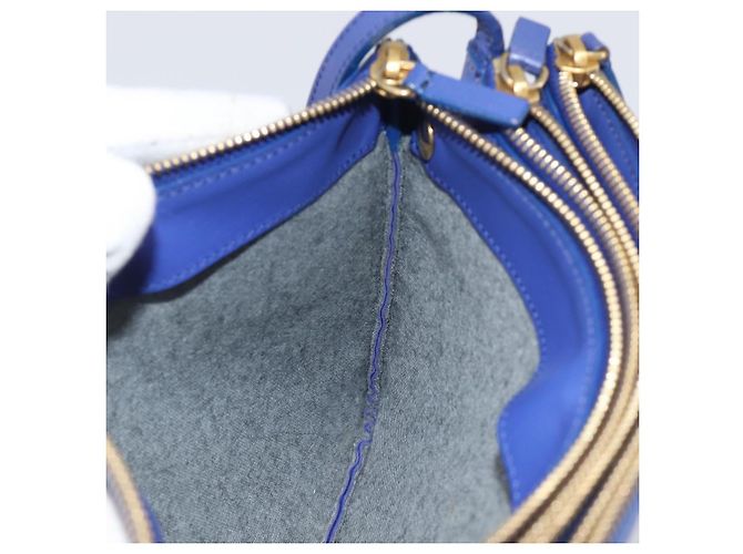 Céline Borsa a tracolla CELINE Trio in pelle blu e oro Auth 198751 D'oro - vista 18