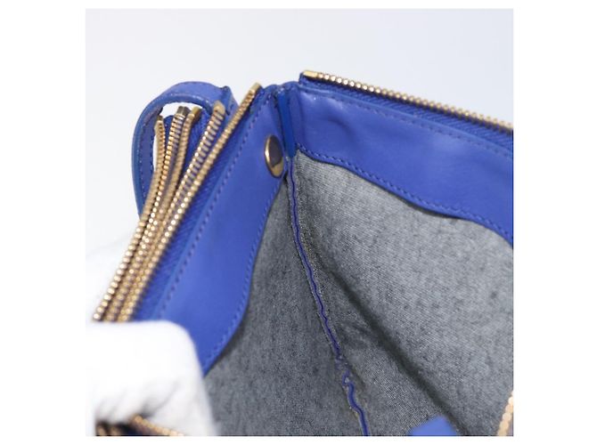 Céline Borsa a tracolla CELINE Trio in pelle blu e oro Auth 198751 D'oro - vista 19