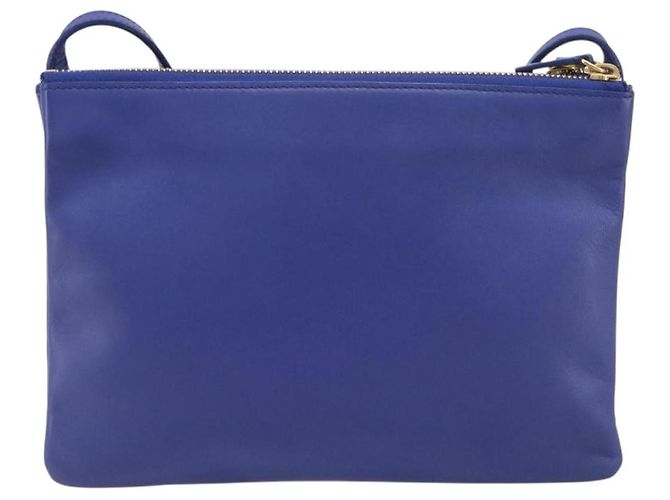 Céline Borsa a tracolla CELINE Trio in pelle blu e oro Auth 198751 D'oro - vista 2