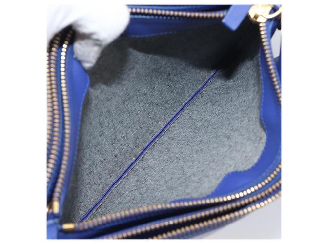 Céline Borsa a tracolla CELINE Trio in pelle blu e oro Auth 198751 D'oro - vista 20