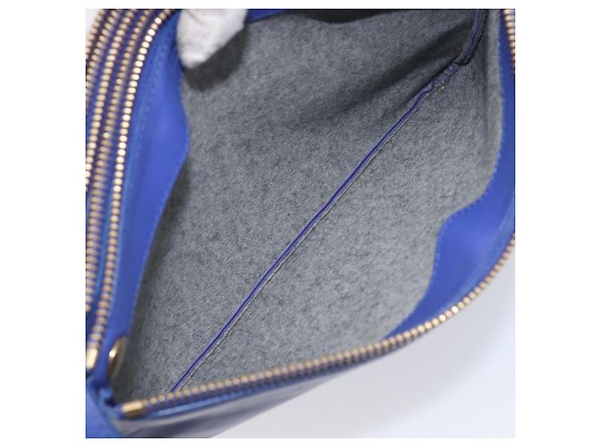 Céline Borsa a tracolla CELINE Trio in pelle blu e oro Auth 198751 D'oro - vista 21