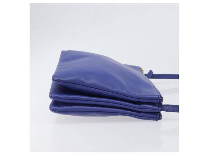 Céline Borsa a tracolla CELINE Trio in pelle blu e oro Auth 198751 D'oro - vista 3