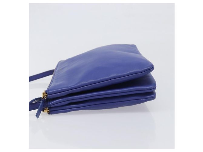 Céline Borsa a tracolla CELINE Trio in pelle blu e oro Auth 198751 D'oro - vista 4