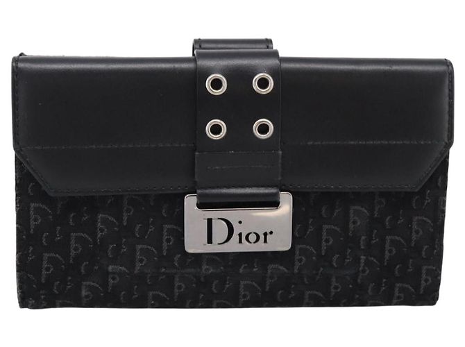 Cartera bifold Christian Dior Trotter Canvas Silver Black Auth bs37038 Negro Plata - vista 13