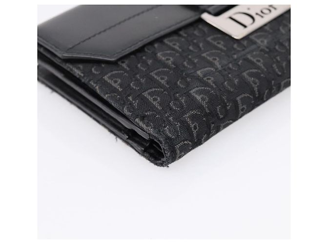 Cartera bifold Christian Dior Trotter Canvas Silver Black Auth bs37038 Negro Plata - vista 14