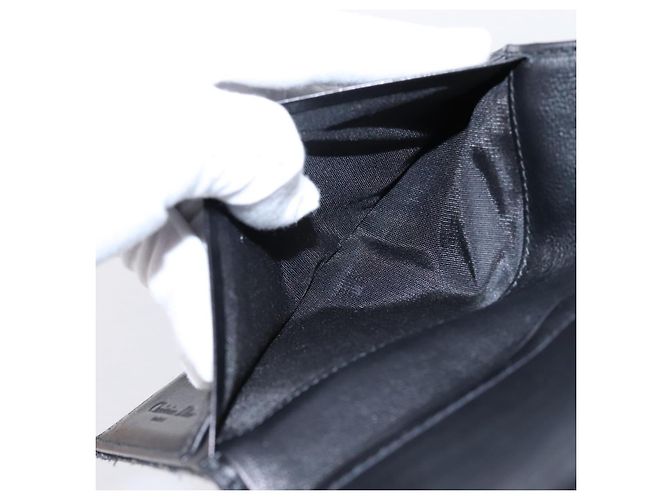 Cartera bifold Christian Dior Trotter Canvas Silver Black Auth bs37038 Negro Plata - vista 20