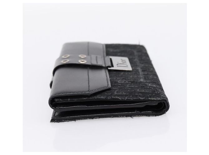 Cartera bifold Christian Dior Trotter Canvas Silver Black Auth bs37038 Negro Plata - vista 3