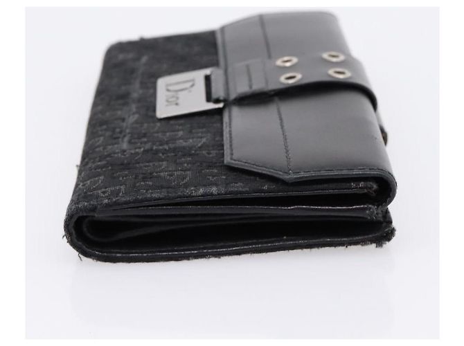 Cartera bifold Christian Dior Trotter Canvas Silver Black Auth bs37038 Negro Plata - vista 4