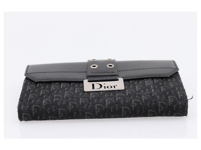 Cartera bifold Christian Dior Trotter Canvas Silver Black Auth bs37038 Negro Plata - vista 6
