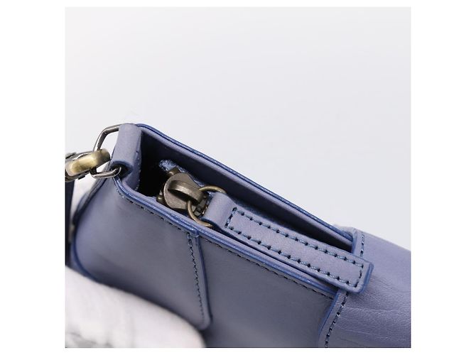 Chloé Borsa Clutch Chloe in Pelle Azzurro Oro Auth 201007A D'oro Blu chiaro - vista 11