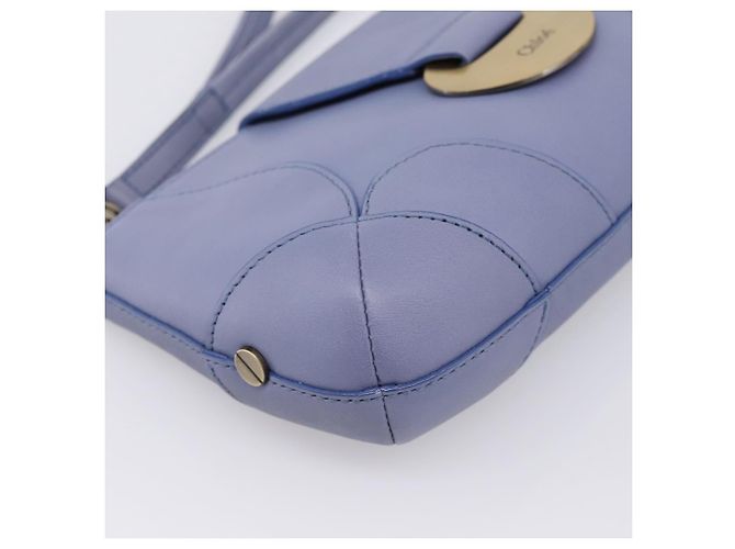 Chloé Borsa Clutch Chloe in Pelle Azzurro Oro Auth 201007A D'oro Blu chiaro - vista 14