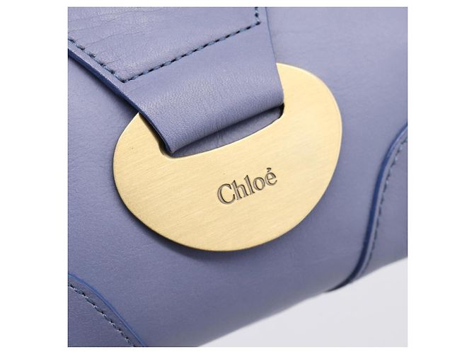Chloé Borsa Clutch Chloe in Pelle Azzurro Oro Auth 201007A D'oro Blu chiaro - vista 17